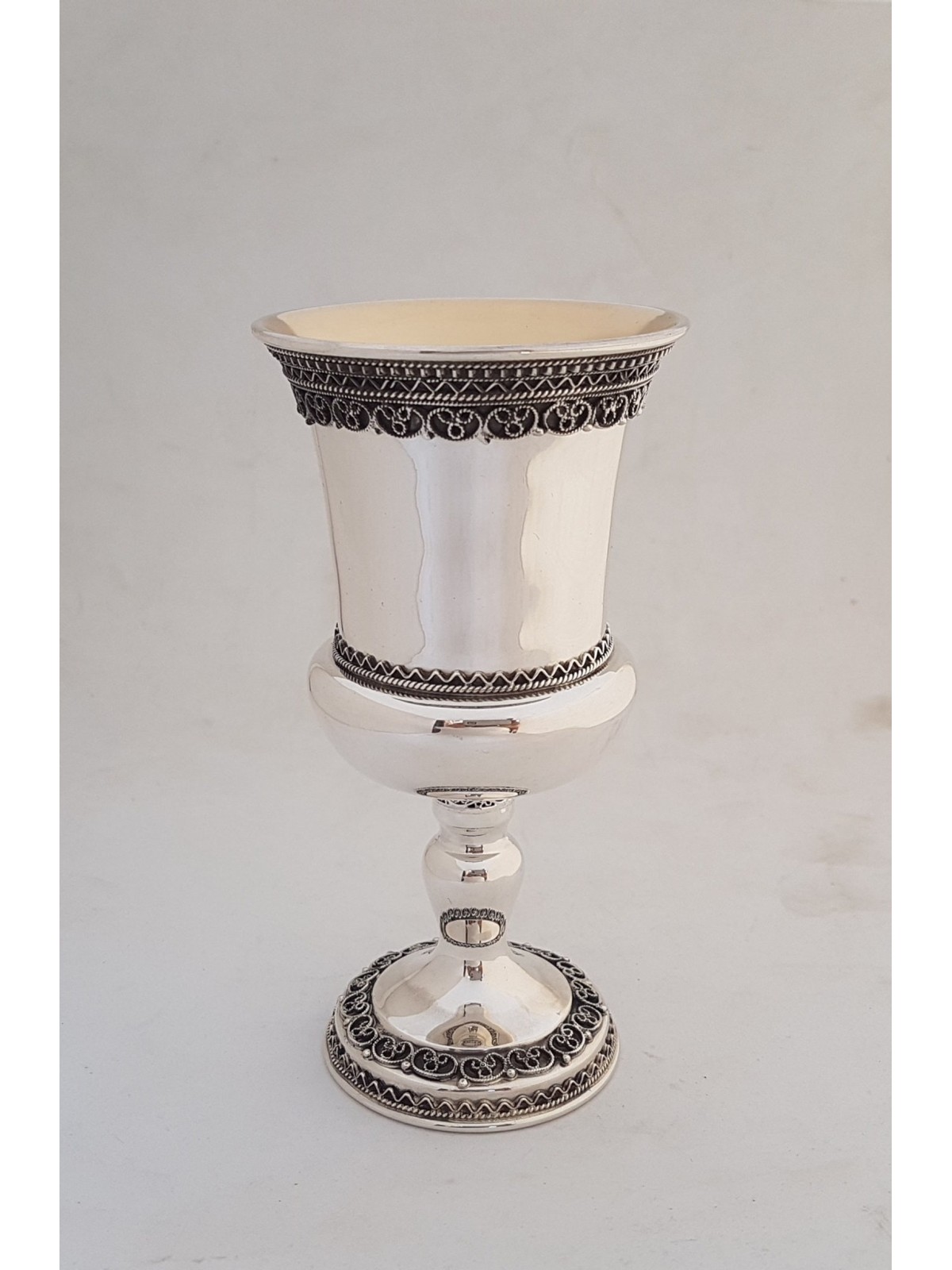Timeless Style Silver Kiddush Cup with Filigree De , Passover Gifts ,