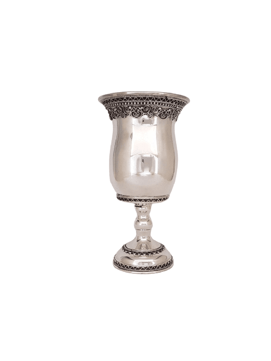 Sterling Silver Open Shape Kiddush Cup with Refine , Passover Gifts ,