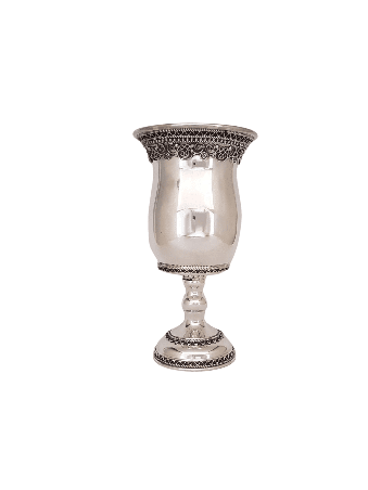 Sterling Silver Open Shape Kiddush Cup with Refine , Passover Gifts ,