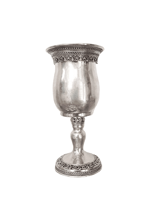 Grande coupe classique de Kiddush en filigrane d’argent sterling, cadeaux de Pâque,