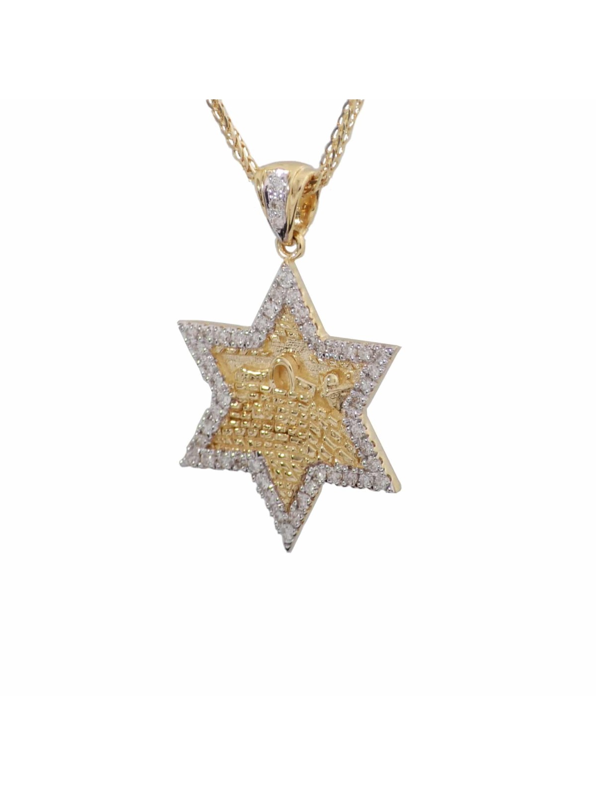 Jerusalem 14k Gold & Diamonds Pendant , Jerusalem Jewelry , Israeli Ju