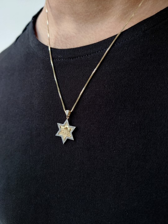 Jerusalem 14k Gold & Diamonds Pendant , Jerusalem Jewelry , Israeli Ju