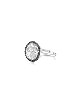 Modern Shema Yisrael Ring in White Gold with Black , Tu B'Av Gifts , I