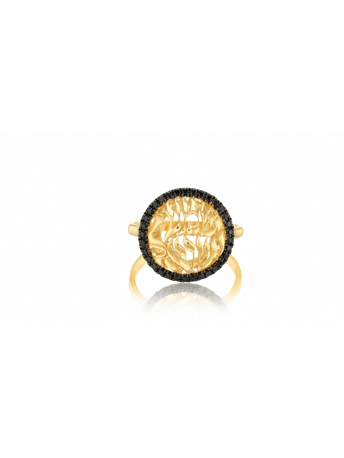 Modern Shema Yisrael Ring in White Gold with Black , Tu B'Av Gifts , I