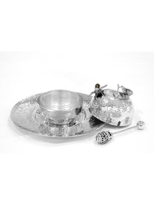 Ensemble de plats au miel martelé avec assiette et cuillère, plats au miel martelé, I