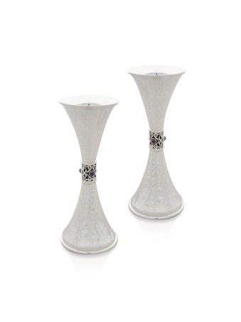 Chandeliers en argent martelé de taille moyenne avec des pierres, argent sterling Ca