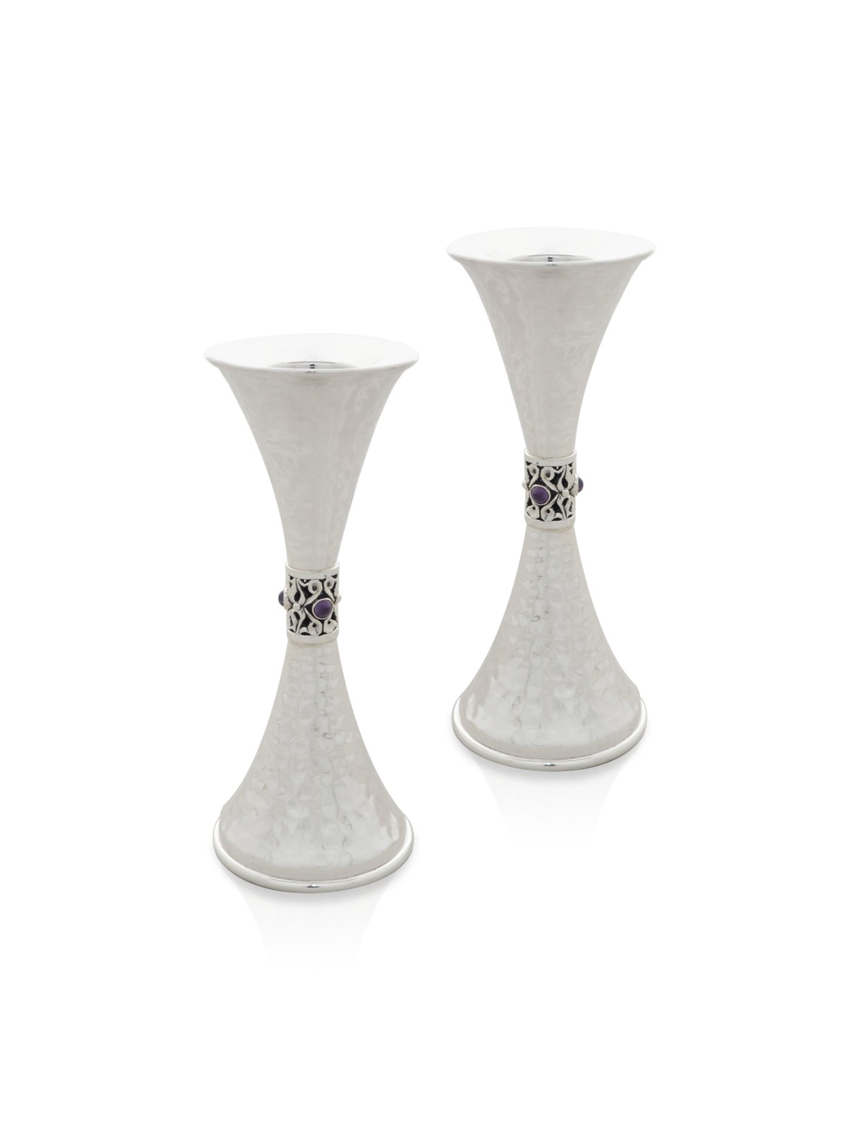 Chandeliers en argent martelé de taille moyenne avec des pierres, argent sterling Ca