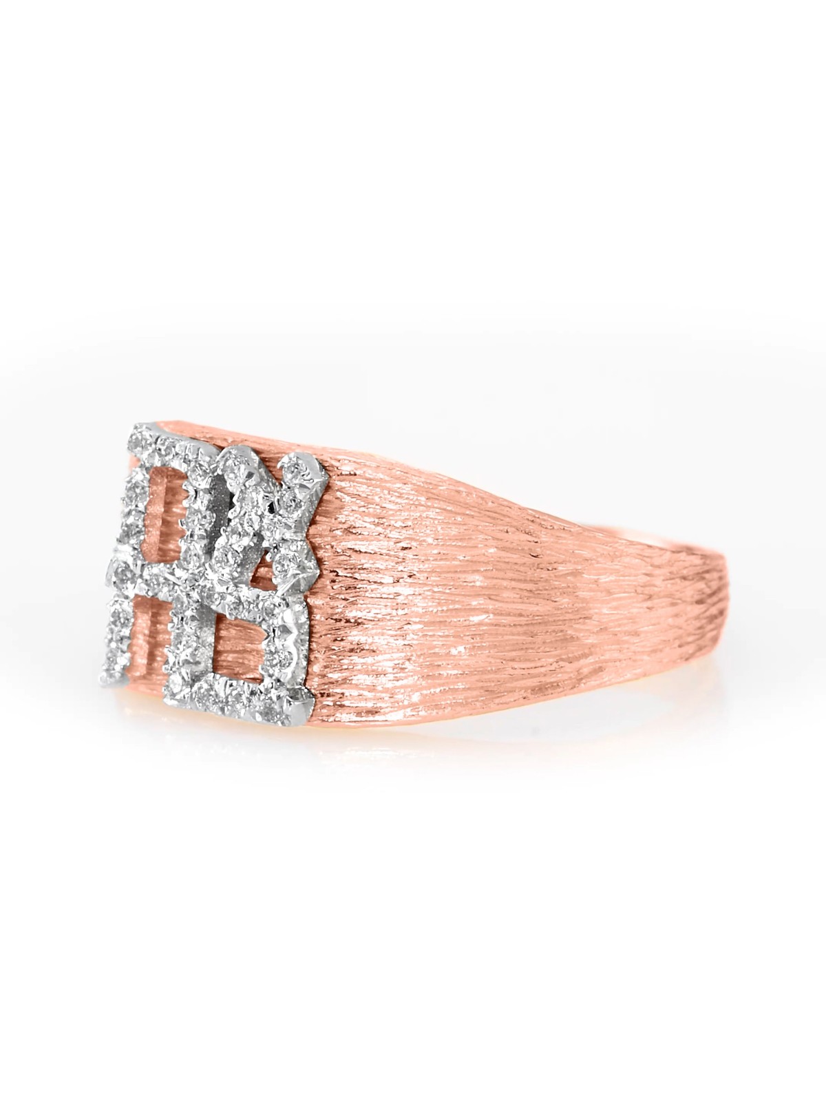 Or 14 carats brossé large Ahava hébreu Love Diamond Ri, mariage juif Gi