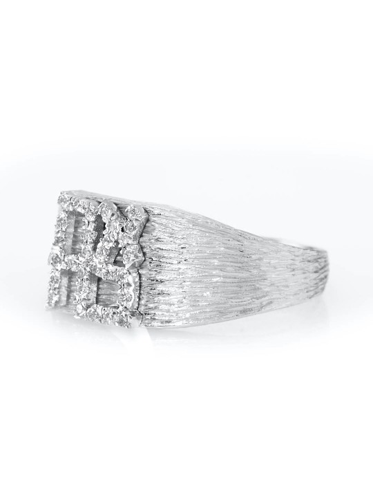 זהב 14K מוברש רחב אהבה Hebrew Love Diamond Ri , Jewish Wedding Gi