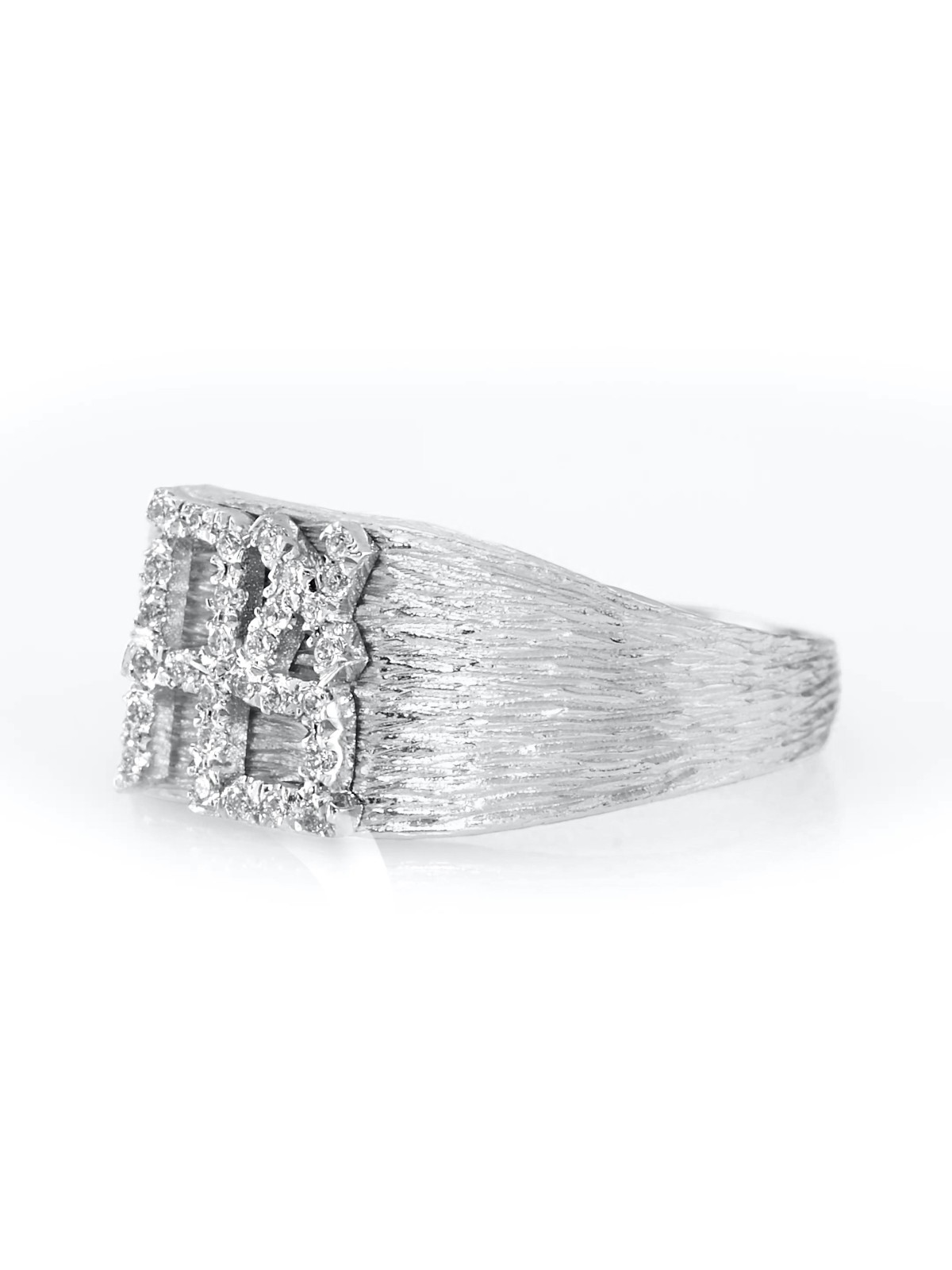 זהב 14K מוברש רחב אהבה Hebrew Love Diamond Ri , Jewish Wedding Gi