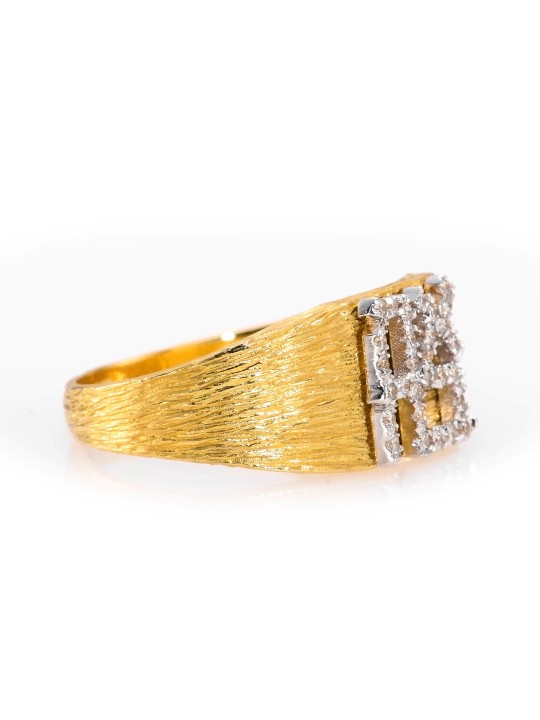 זהב 14K מוברש רחב אהבה Hebrew Love Diamond Ri , Jewish Wedding Gi