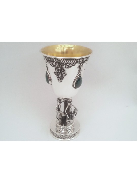 Coupe de Kiddouch en filigrane d'argent avec figurines Klezmer, cadeaux de Pâque,