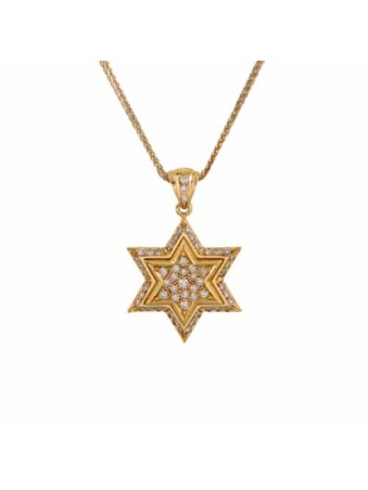 Charming Yellow Gold Star of David Pendant with Di , Tu B'Av Gifts , I