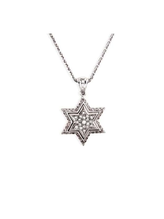 Charmant pendentif étoile de David en or jaune avec Di , Cadeaux Tu B'Av , I