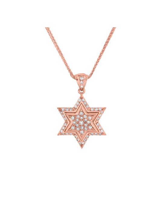 Charmant pendentif étoile de David en or jaune avec Di , Cadeaux Tu B'Av , I