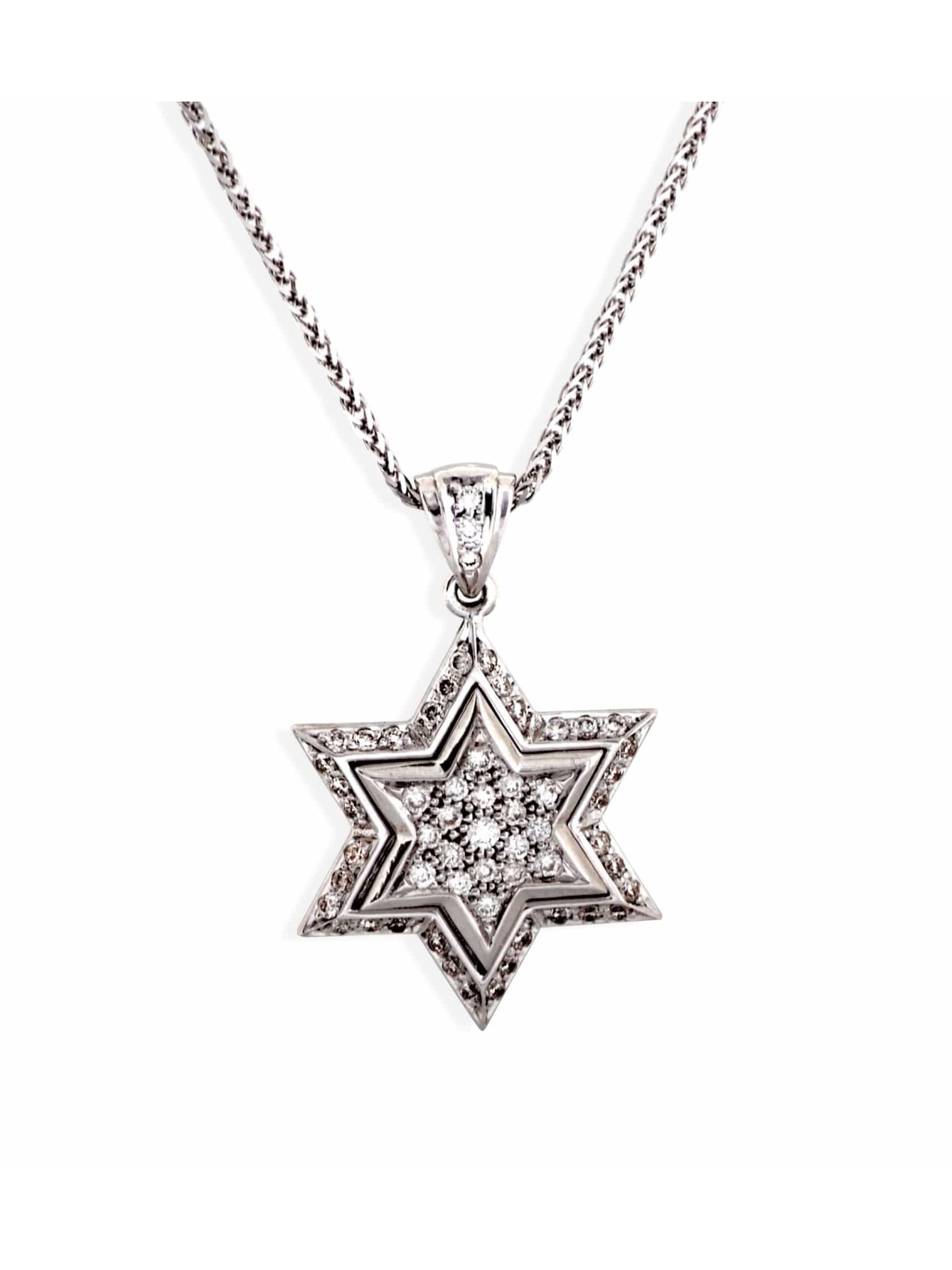 Small White Gold Star of David Pendant with Diamon , Tu B'Av Gifts , I