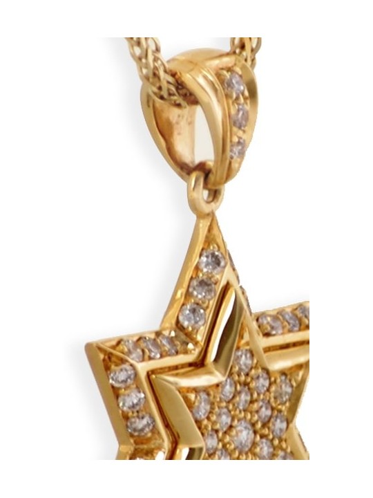 Petit pendentif étoile de David en or blanc avec diamant, cadeaux Tu B'Av, I