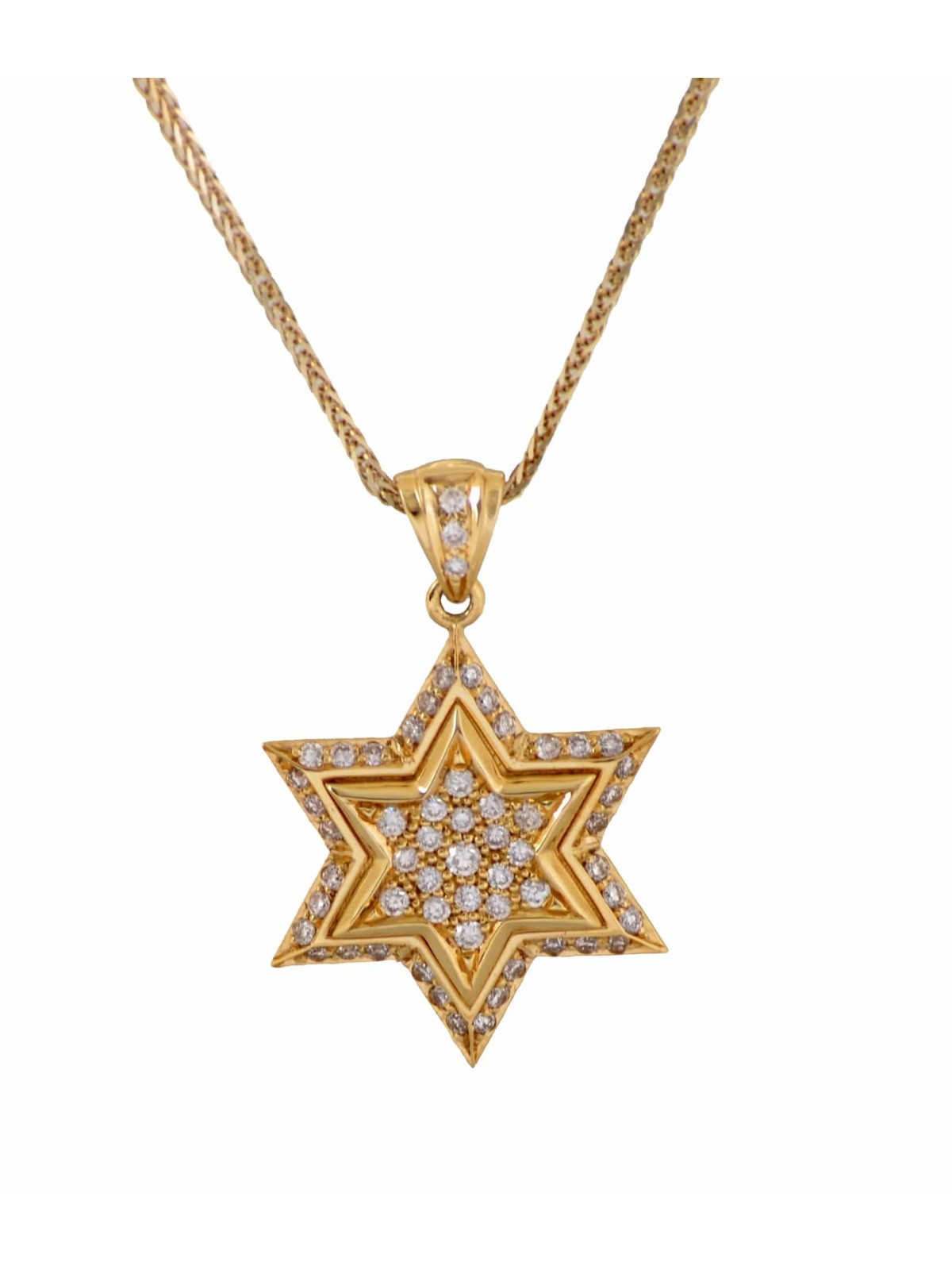 Petit pendentif étoile de David en or blanc avec diamant, cadeaux Tu B'Av, I