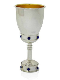 Coupe de Kiddouch unique en son genre avec des pierres de lapis brillantes, cadeaux de Pâque, I