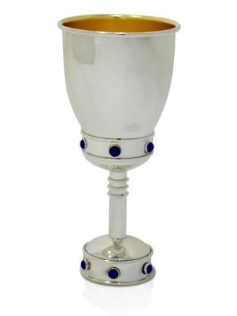 Coupe de Kiddouch unique en son genre avec des pierres de lapis brillantes, cadeaux de Pâque, I