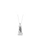 Orante 14K White Gold Jerusalem Mezuzah Necklace , Add 14K Chain , Isr
