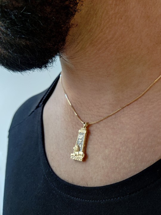 Orante Collier Mezouza de Jérusalem en or blanc 14 carats, ajouter une chaîne 14 carats, Isr
