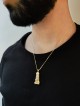 Orante Collier Mezouza de Jérusalem en or blanc 14 carats, ajouter une chaîne 14 carats, Isr