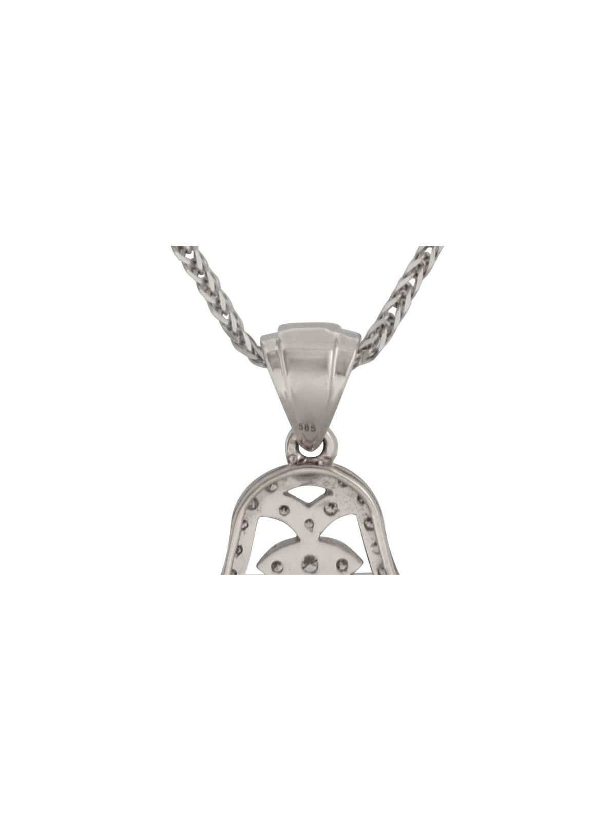 Yellow Gold Hamsa and Evil Eye Pendant with Diamon , Tu B'Av Gifts , I