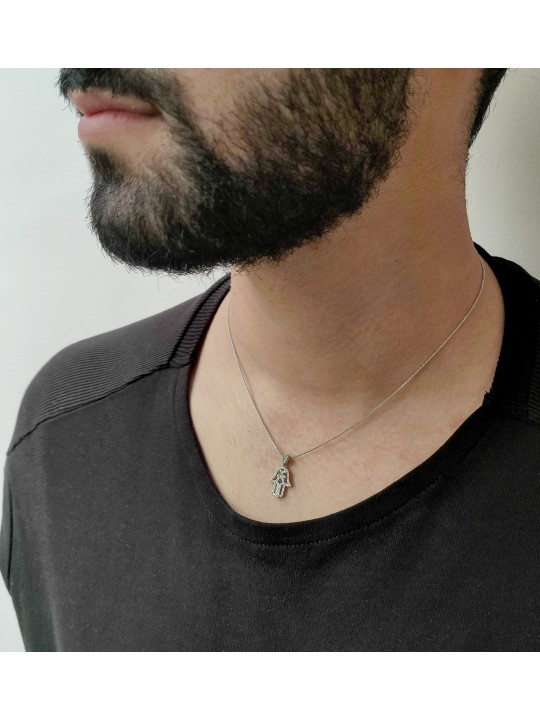 Pendentif Hamsa et mauvais œil en or jaune avec diamant, cadeaux Tu B'Av, I