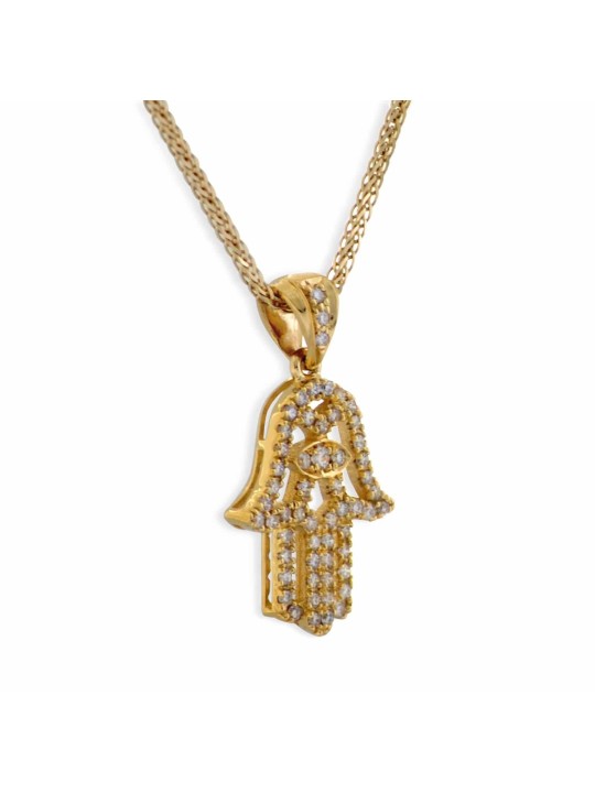 Pendentif Hamsa unique en or blanc 14 carats et diamants, cadeaux Tu B'Av, Israël
