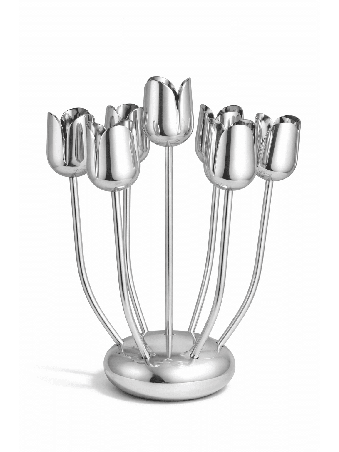 Candélabre tulipe moderne en aluminium brillant avec courbe, cadeaux de Pâque,
