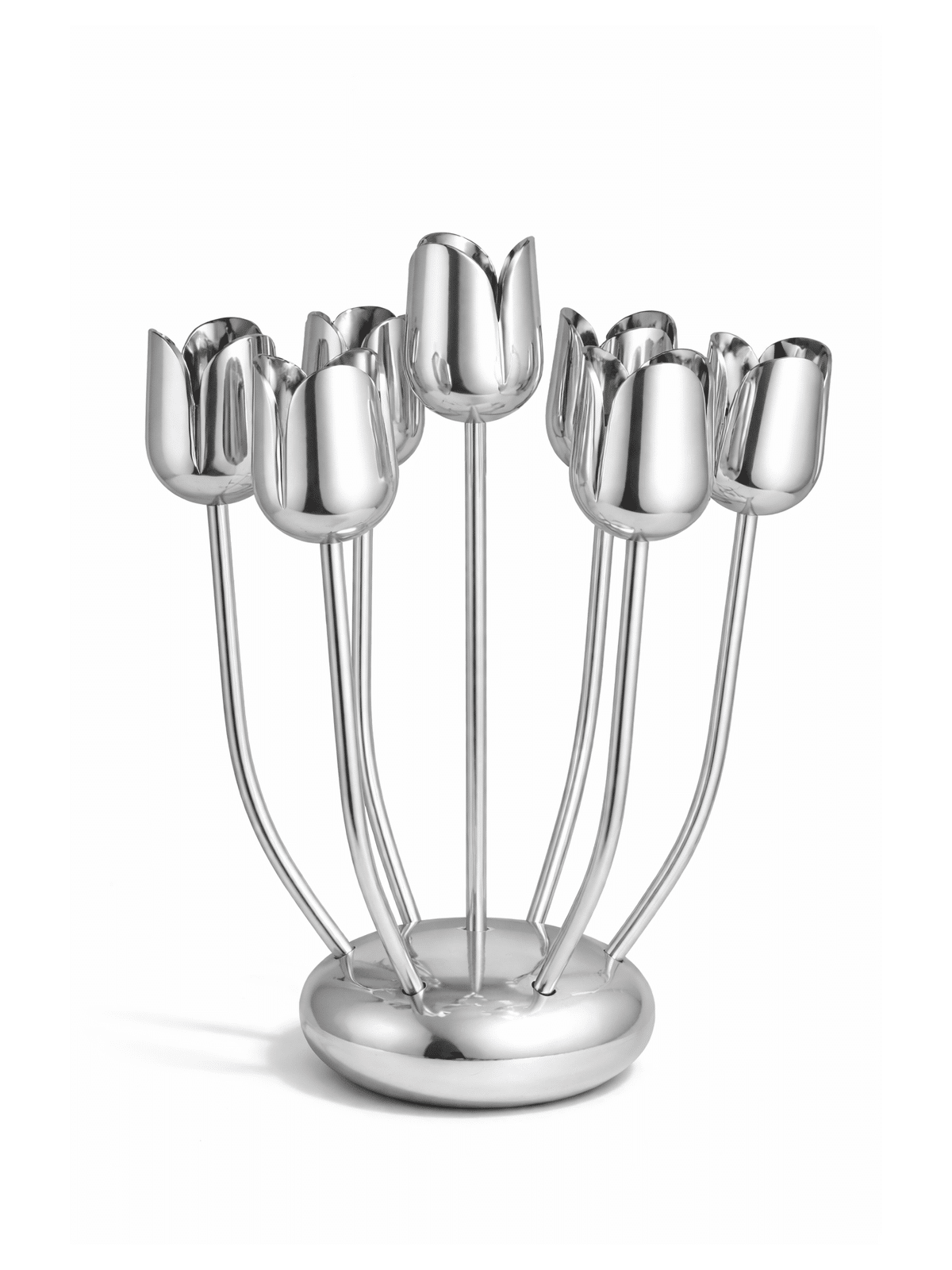 Candélabre tulipe moderne en aluminium brillant avec courbe, cadeaux de Pâque,