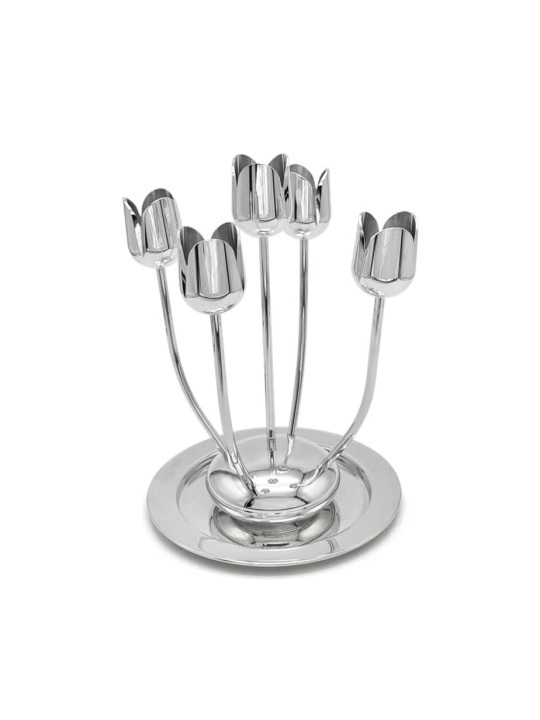 Glossy Aluminum Modern Tulip Candelabra with Curve , Passover Gifts ,