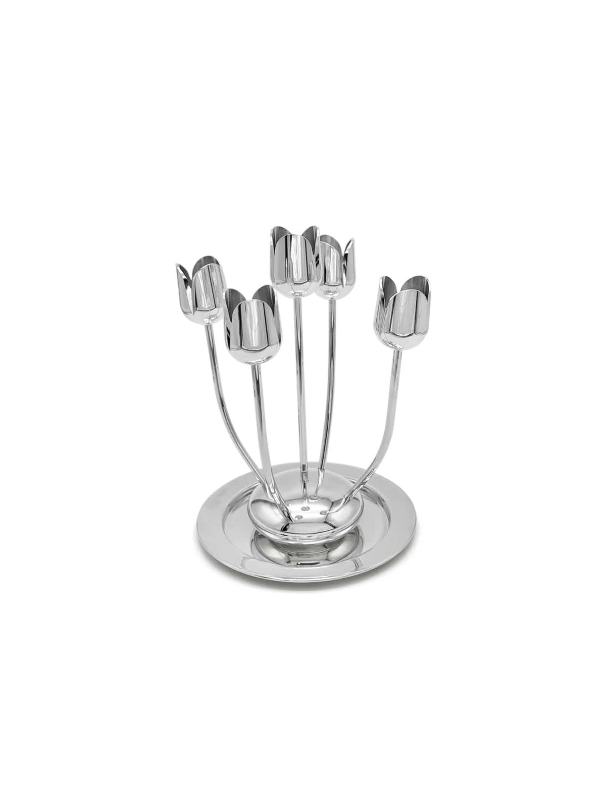 Glossy Aluminum Modern Tulip Candelabra with Curve , Passover Gifts ,