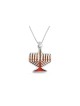 Collier Menorah Sterling Gold avec émail , Cadeaux Tu B'Av , J israélien