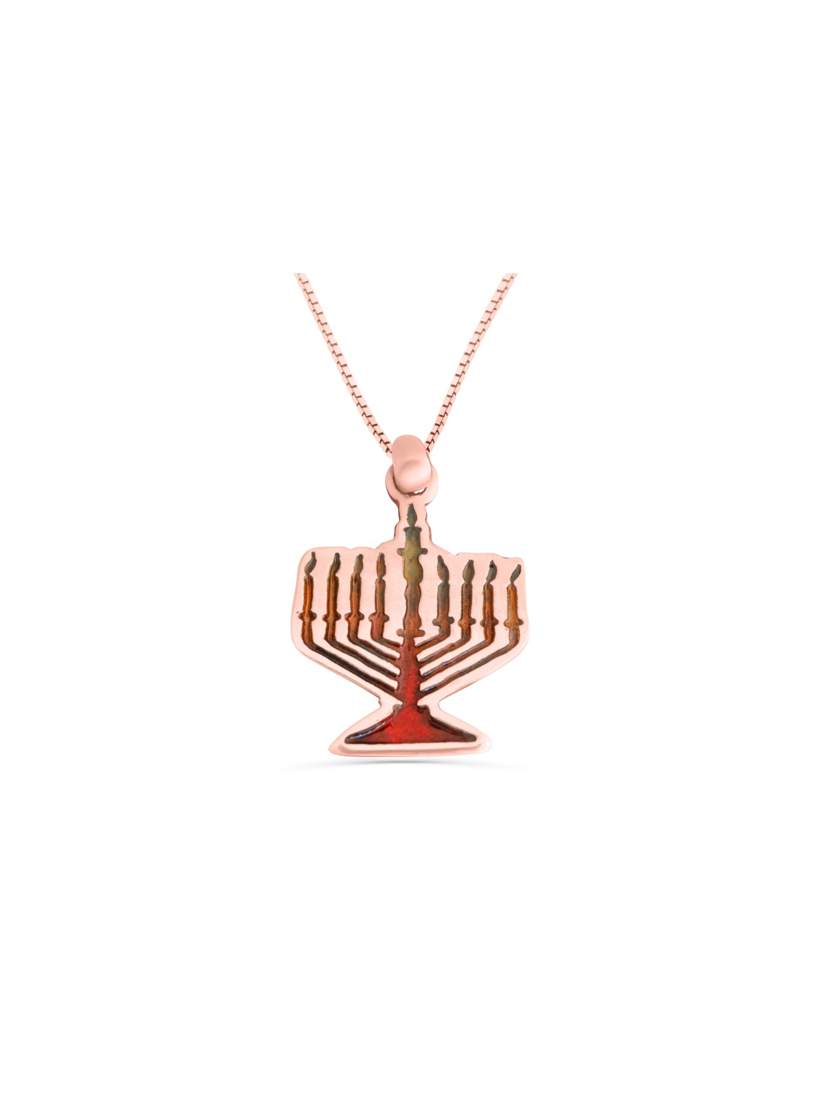 Menorah Sterling Gold Necklace with Enamel , Tu B'Av Gifts , Israeli J