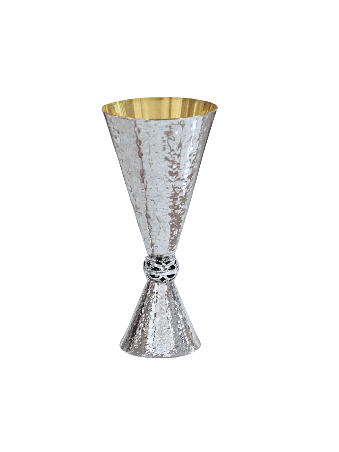 Large Designer Silver Brushed Kiddush Cup - Contem , Modern Kiddush Cu