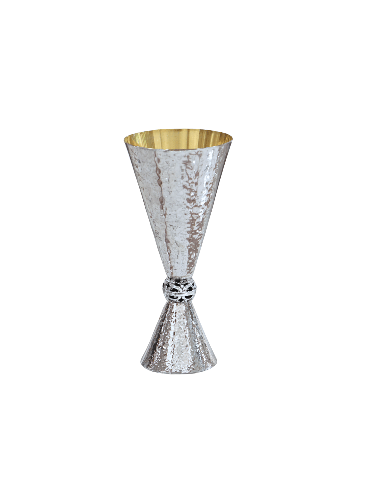 Grande tasse de Kiddush brossée en argent de créateur - Contem, Cu de Kiddush moderne