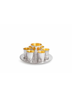 Ensemble de liqueurs en argent sterling Finition martelée , Cadeaux de Pâque , Isra