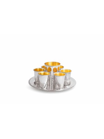 Ensemble de liqueurs en argent sterling Finition martelée , Cadeaux de Pâque , Isra