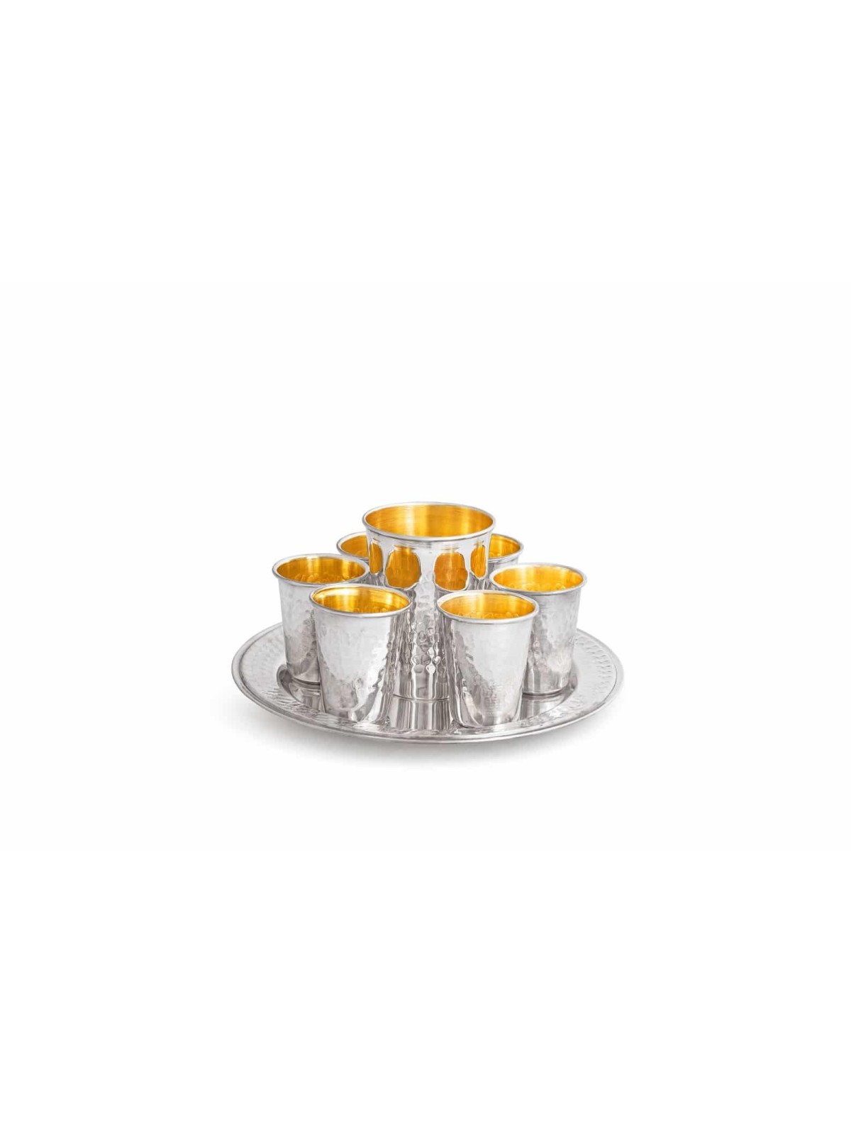 Sterling Silver Liqueurs Set Hammered finshing , Passover Gifts , Isra