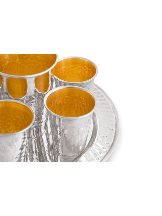 Ensemble de liqueurs en argent sterling Finition martelée , Cadeaux de Pâque , Isra