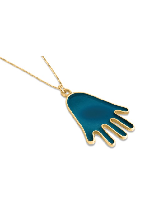 Minimalist and Modern Hamsa Gold Pendant , Tu B'Av Gifts , Israeli Jud
