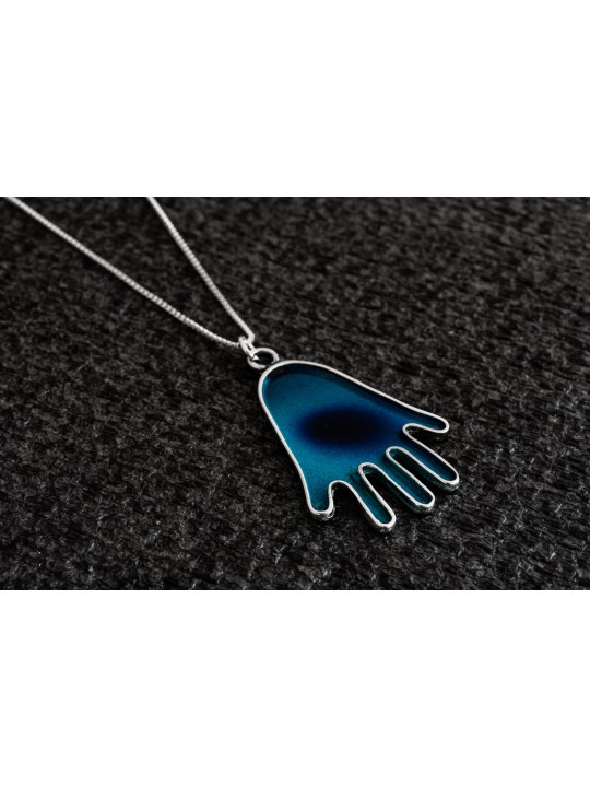 Minimalist and Modern Hamsa Gold Pendant , Tu B'Av Gifts , Israeli Jud