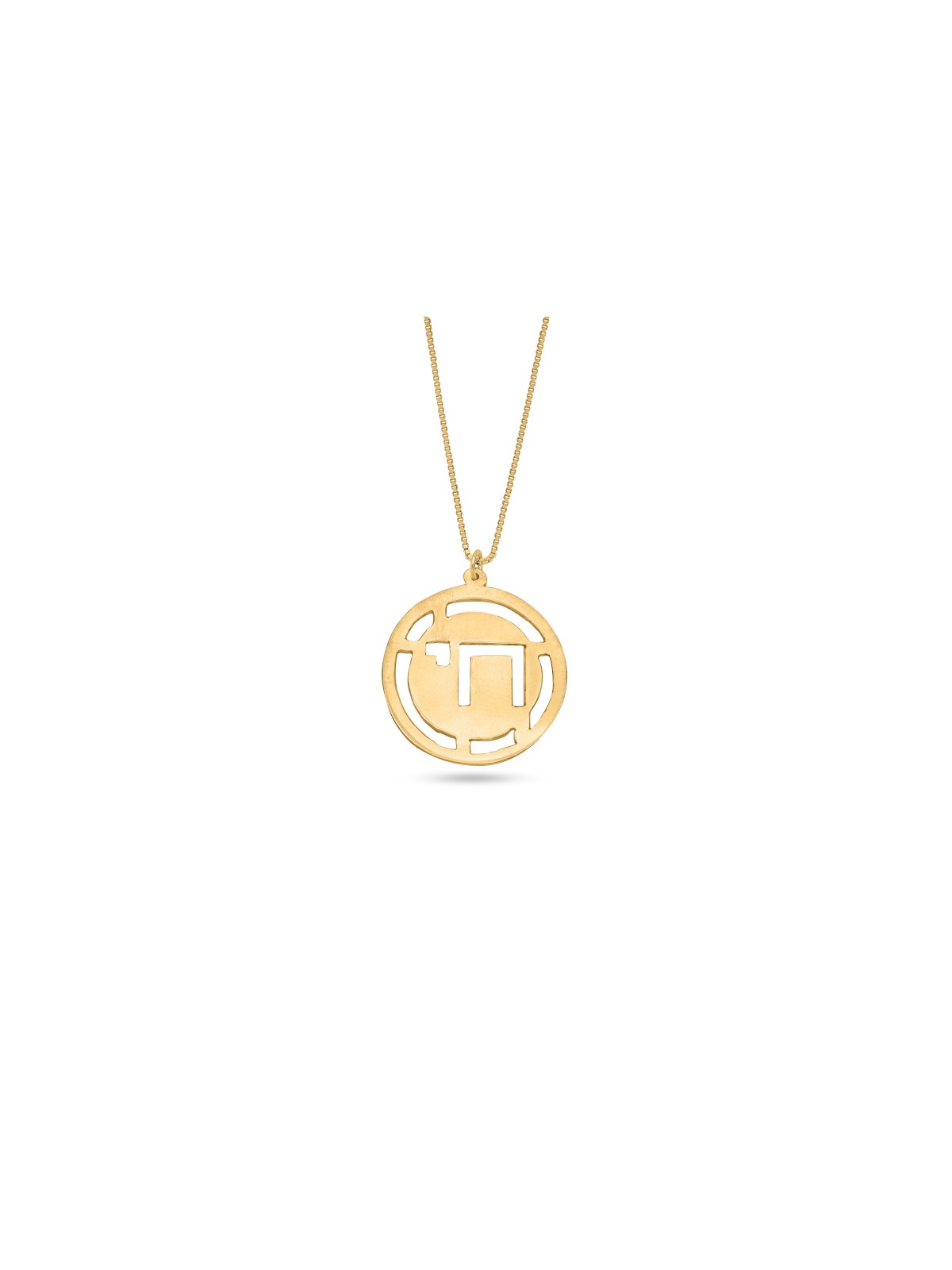 Cut-Out Round Gold Chai Pendant , Tu B'Av Gifts , Israeli Judaica