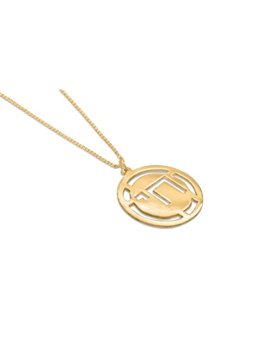 Cut-Out Round Gold Chai Pendant , Tu B'Av Gifts , Israeli Judaica