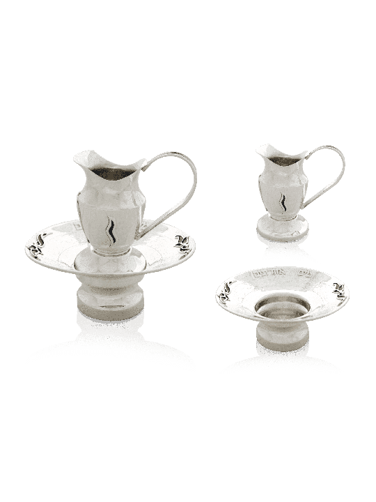 Silver Maim Achronim set with Cold Enamel , Passover Gifts , Israeli J