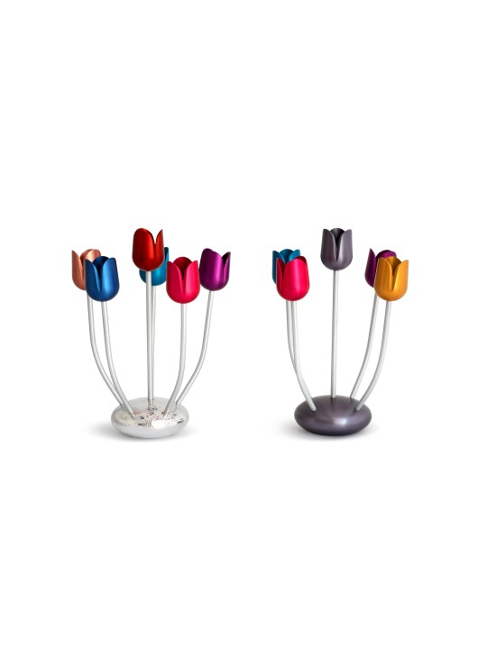 Multicolored Aluminum Custom Arms Candelabra Tulip , Passover Gifts ,