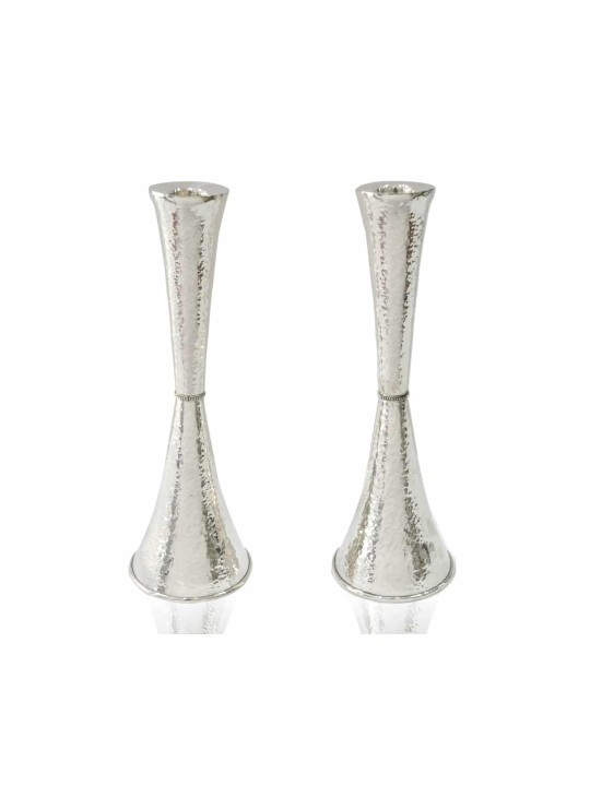 Large Hammered Silver Candlesticks Set , Sterling Silver Candlesticks