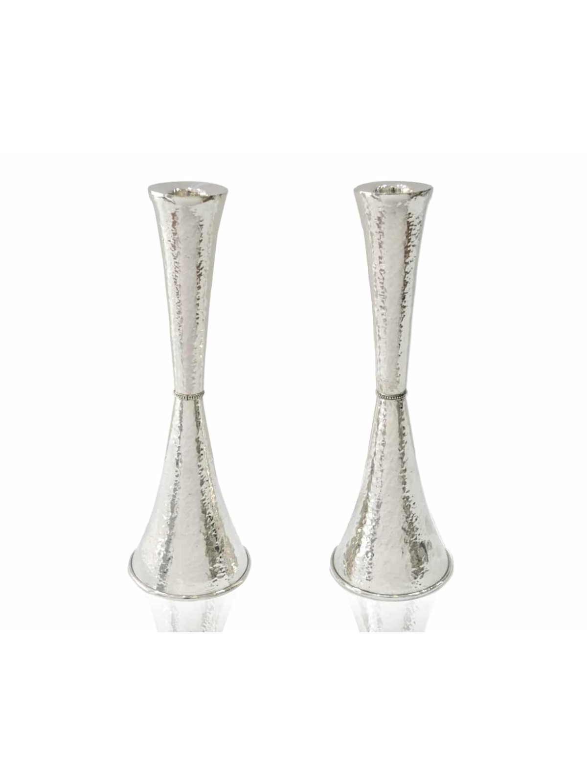 Large Hammered Silver Candlesticks Set , Sterling Silver Candlesticks